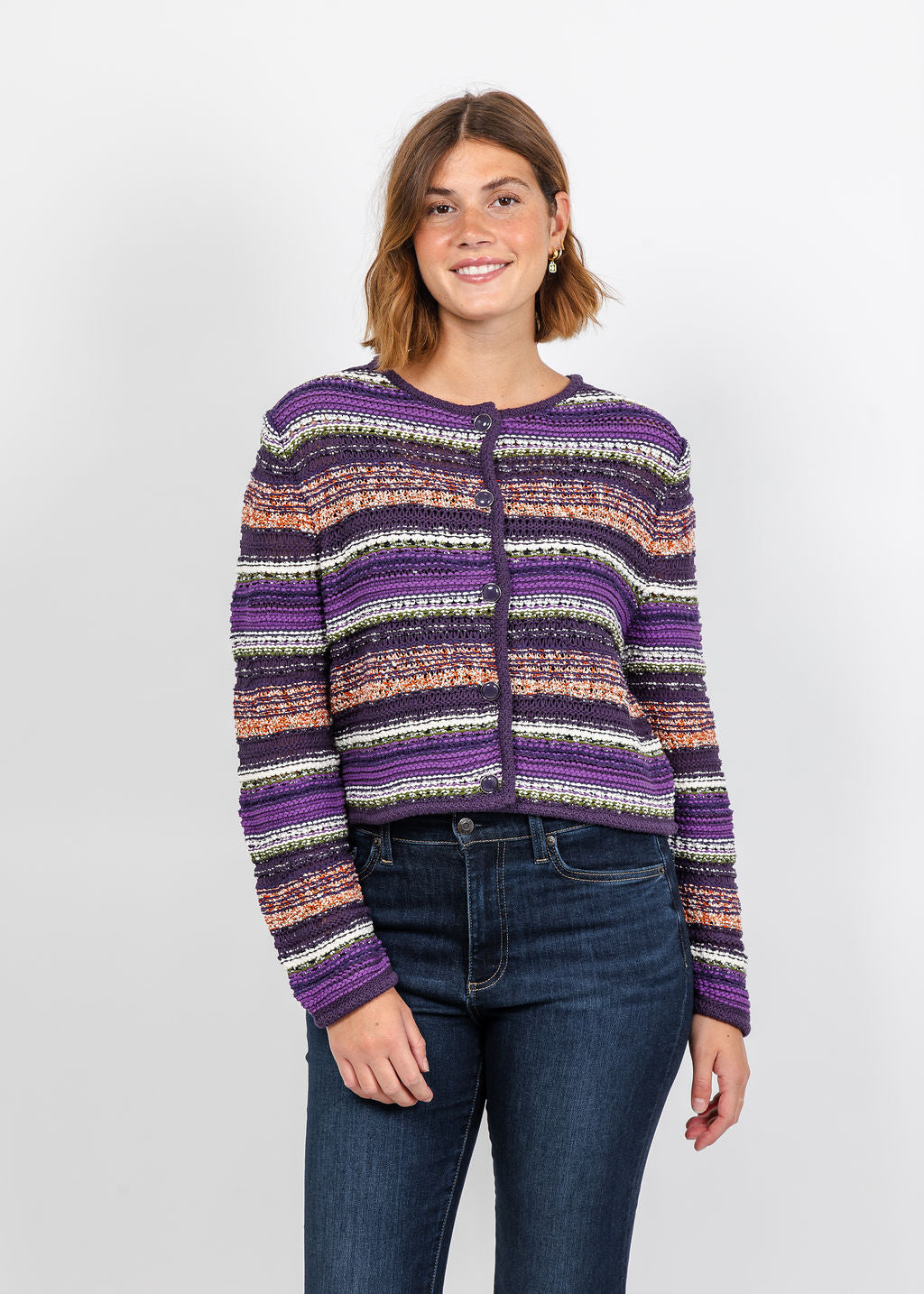 Oui Stripe Jacket in Violet Orange available at Barbara Katz
