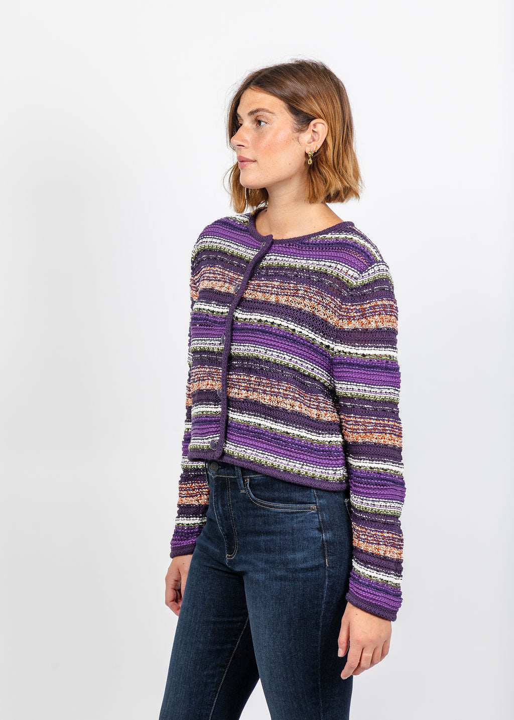 Oui Stripe Jacket in Violet Orange available at Barbara Katz