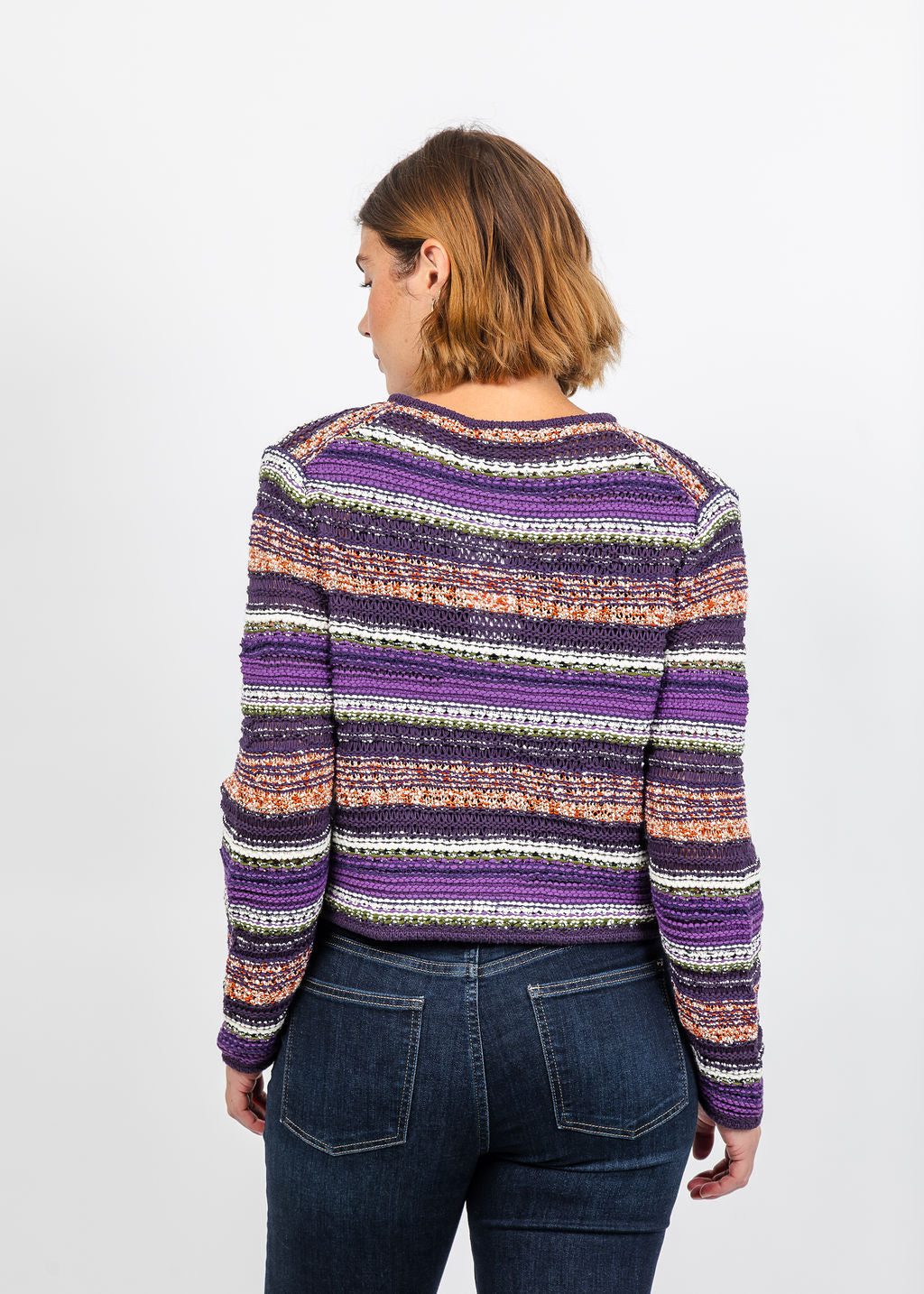 Oui Stripe Jacket in Violet Orange available at Barbara Katz
