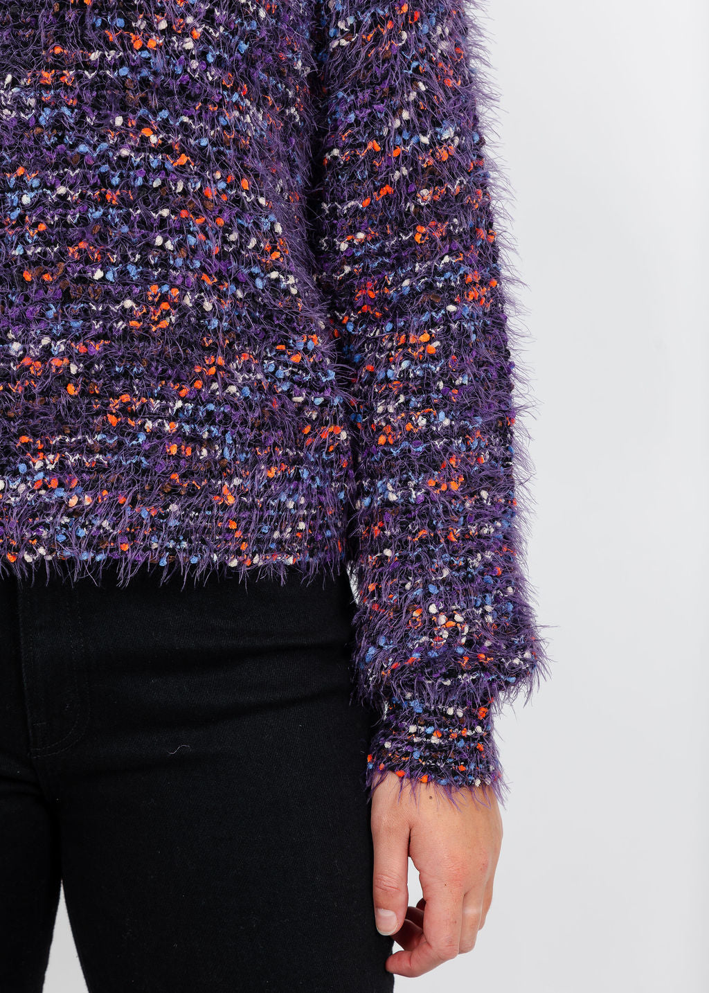 Oui Textured Sweater in Black Violet available at Barbara Katz
