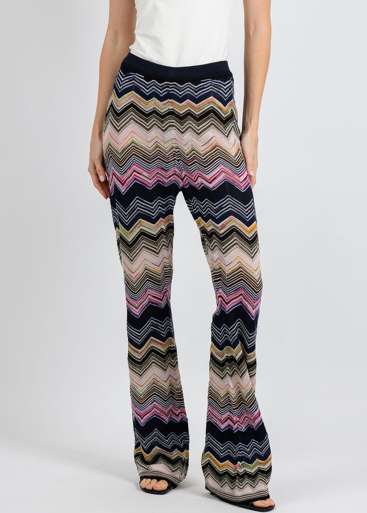 Oui Zig Zag Pants in Multi Blue available at Barbara Katz