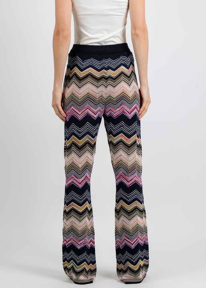 Oui Zig Zag Pants in Multi Blue available at Barbara Katz