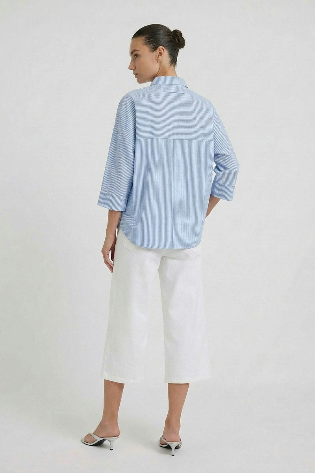 Oui Button Down Shirt in Light Blue available at Barbara Katz
