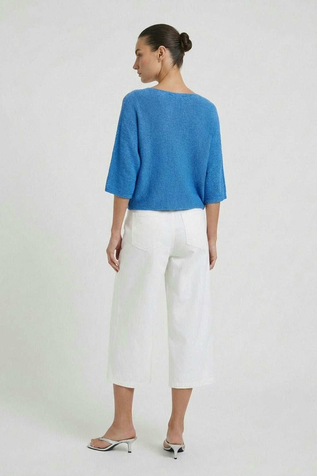 Oui Center Seam Pullover Sweater in Marine Blue available at Barbara Katz