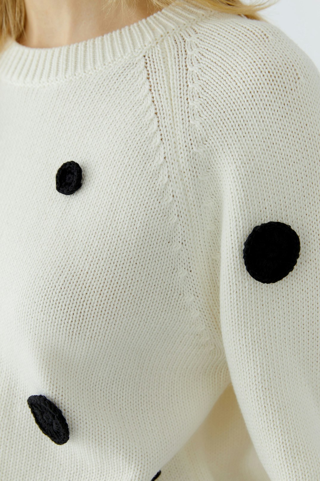 Oui Crochet Flowers Sweater in White/Black available at Barbara Katz