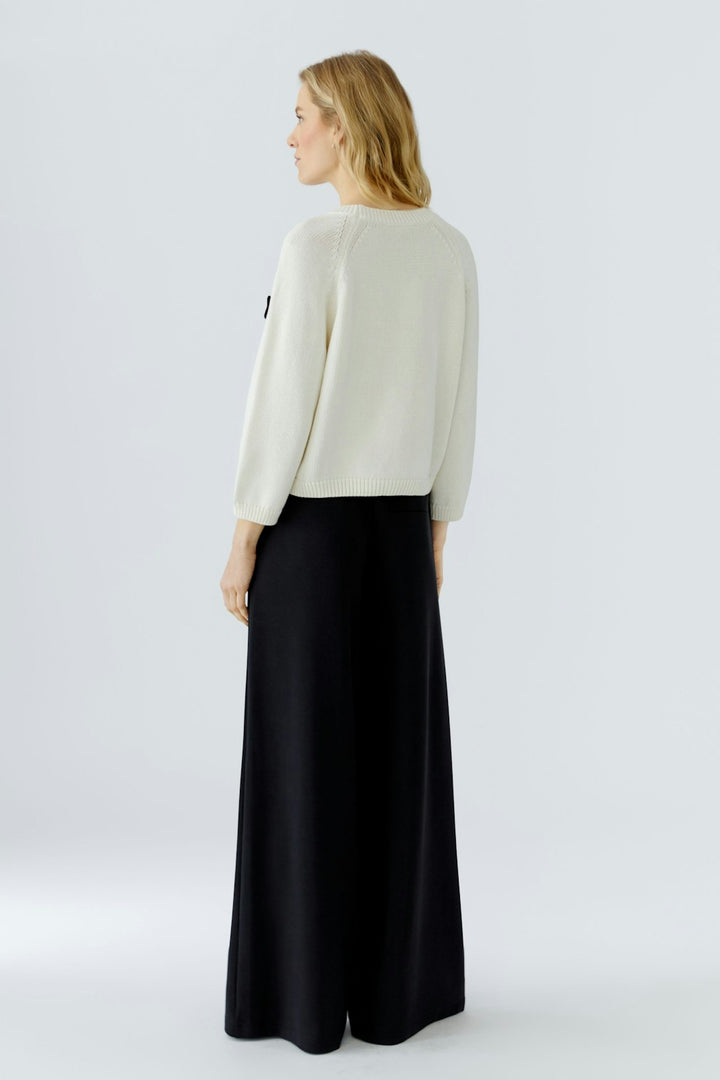 Oui Crochet Flowers Sweater in White/Black available at Barbara Katz