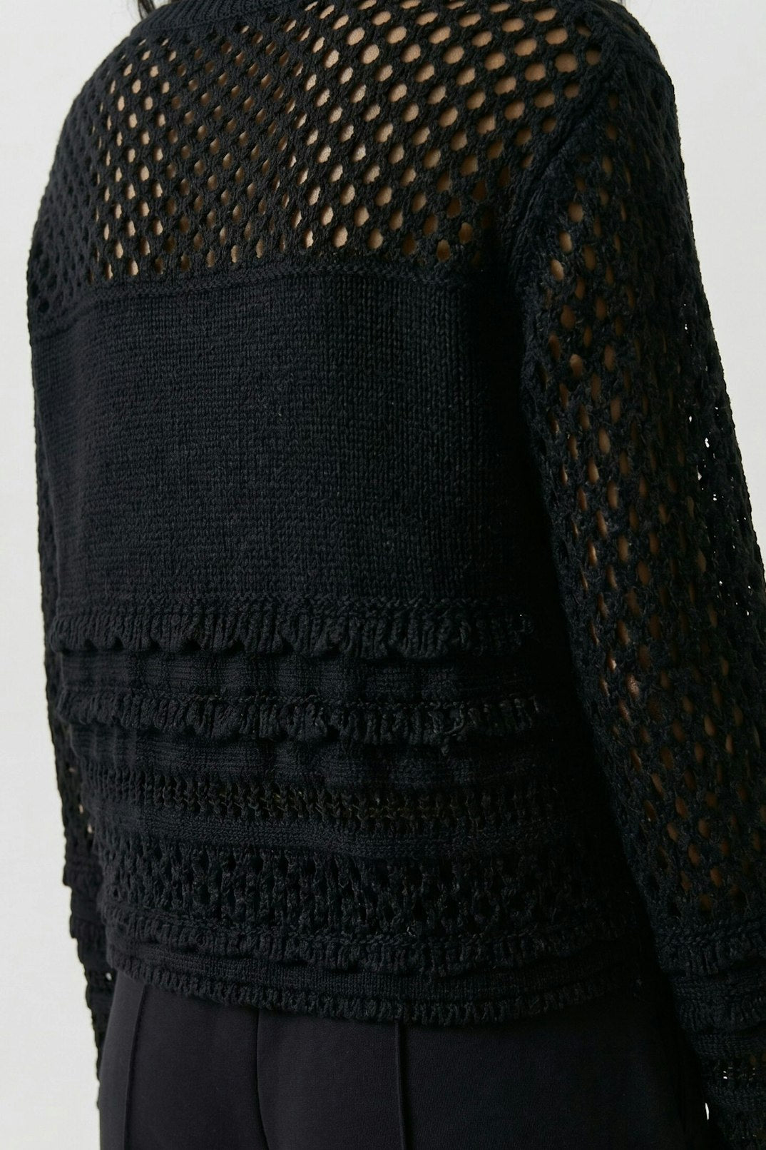 Oui Fringe Sequin Sweater in Black available at Barbara Katz
