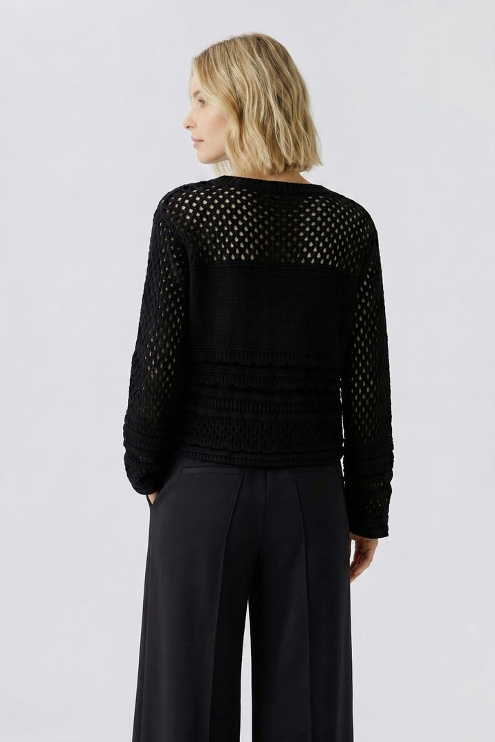 Oui Fringe Sequin Sweater in Black available at Barbara Katz