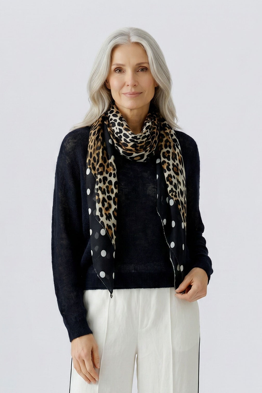 Oui Leopard Polka Dot Scarf available at Barbara Katz