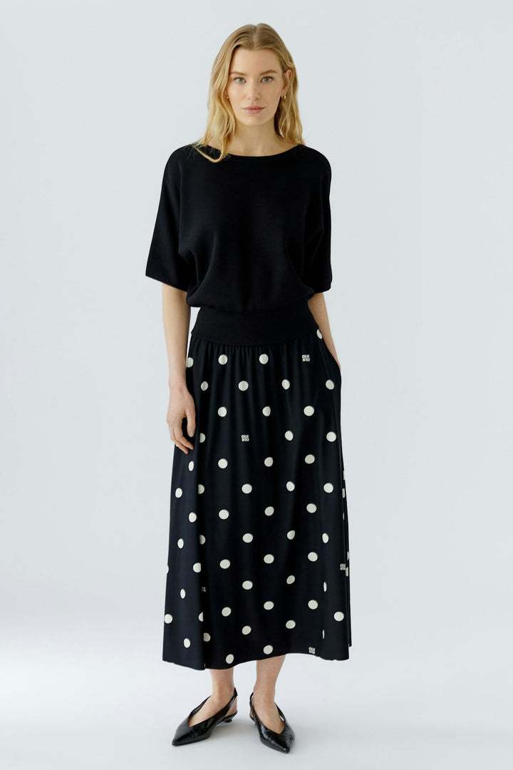 Oui Polka Dot Skirt in Black available at Barbara Katz