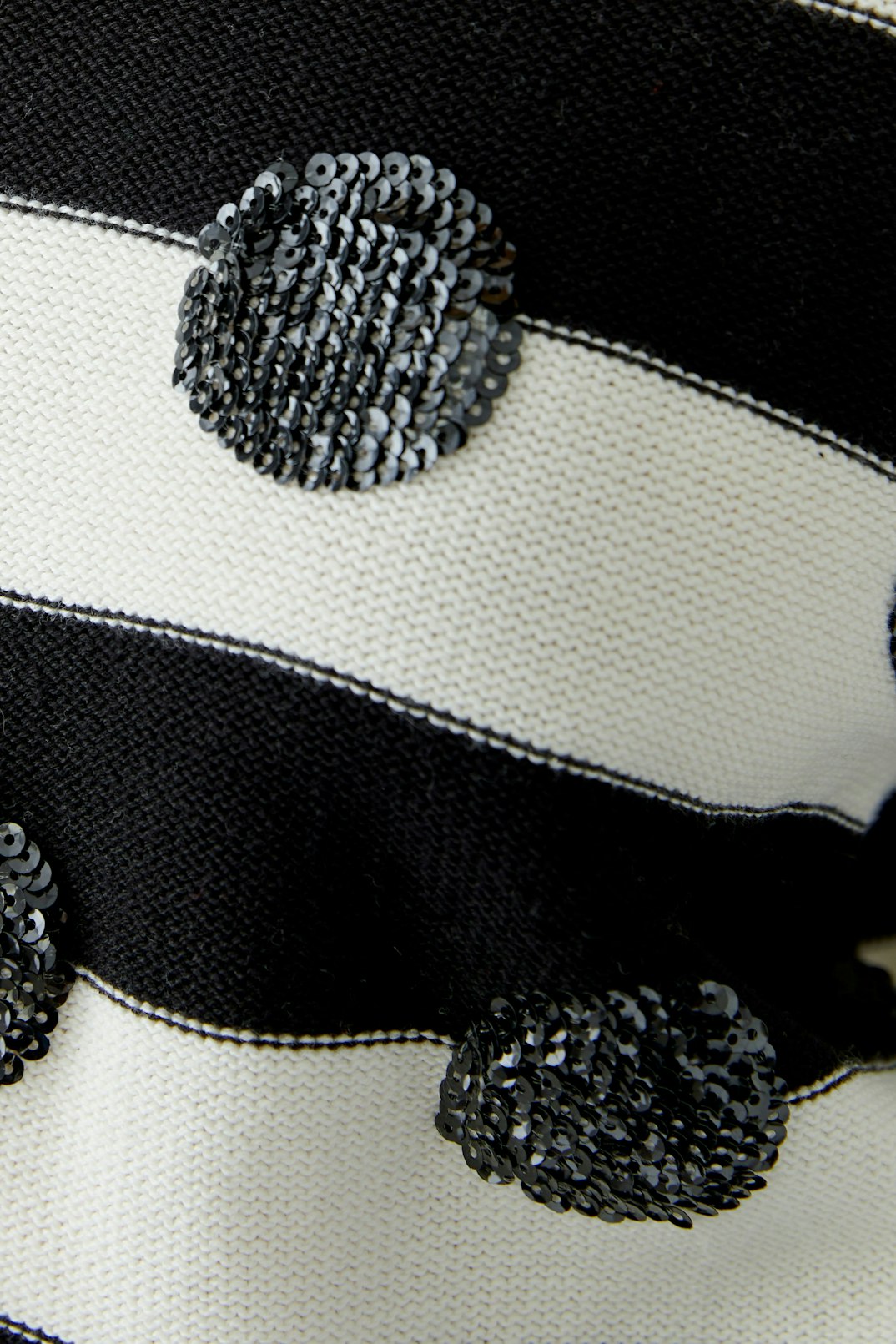 Oui Sequin Polka Dot &amp; Stripes Pullover Sweater in White/Black available at Barbara Katz