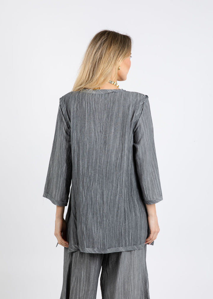 Ozai N Ku Aida V-Neck Tunic in Grey available at Barbara Katz