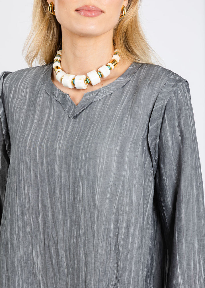 Ozai N Ku Aida V-Neck Tunic in Grey available at Barbara Katz