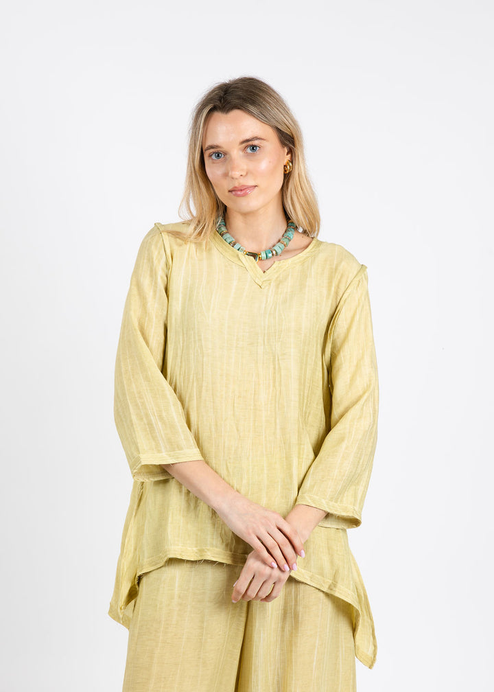 Ozai N Ku Aida V-Neck Tunic in Yellow available at Barbara Katz