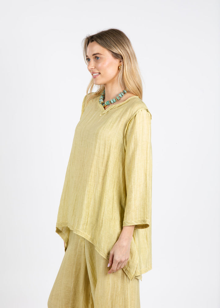 Ozai N Ku Aida V-Neck Tunic in Yellow available at Barbara Katz