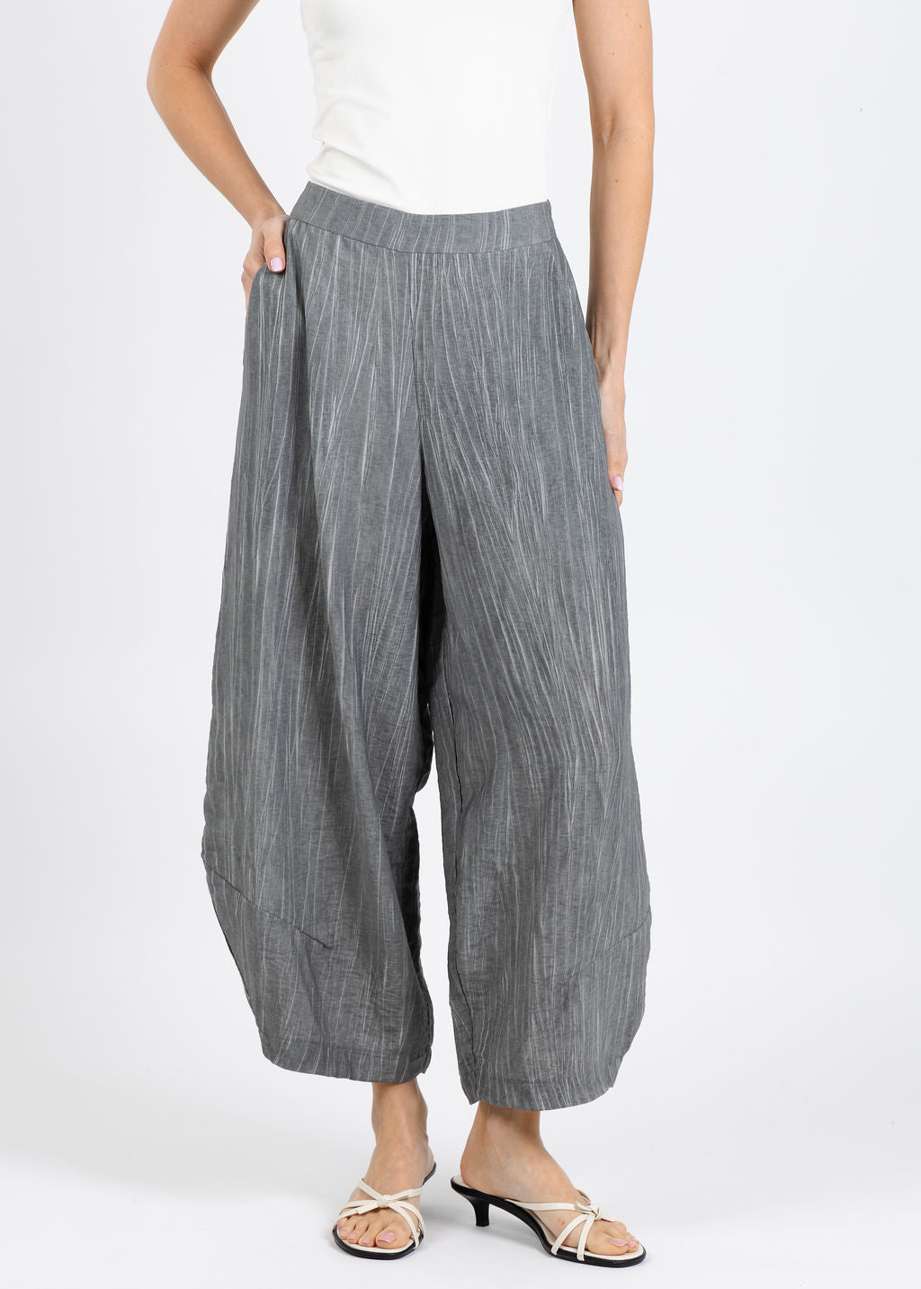 Ozai N Ku Karen Stripe Pants in Grey available at Barbara Katz