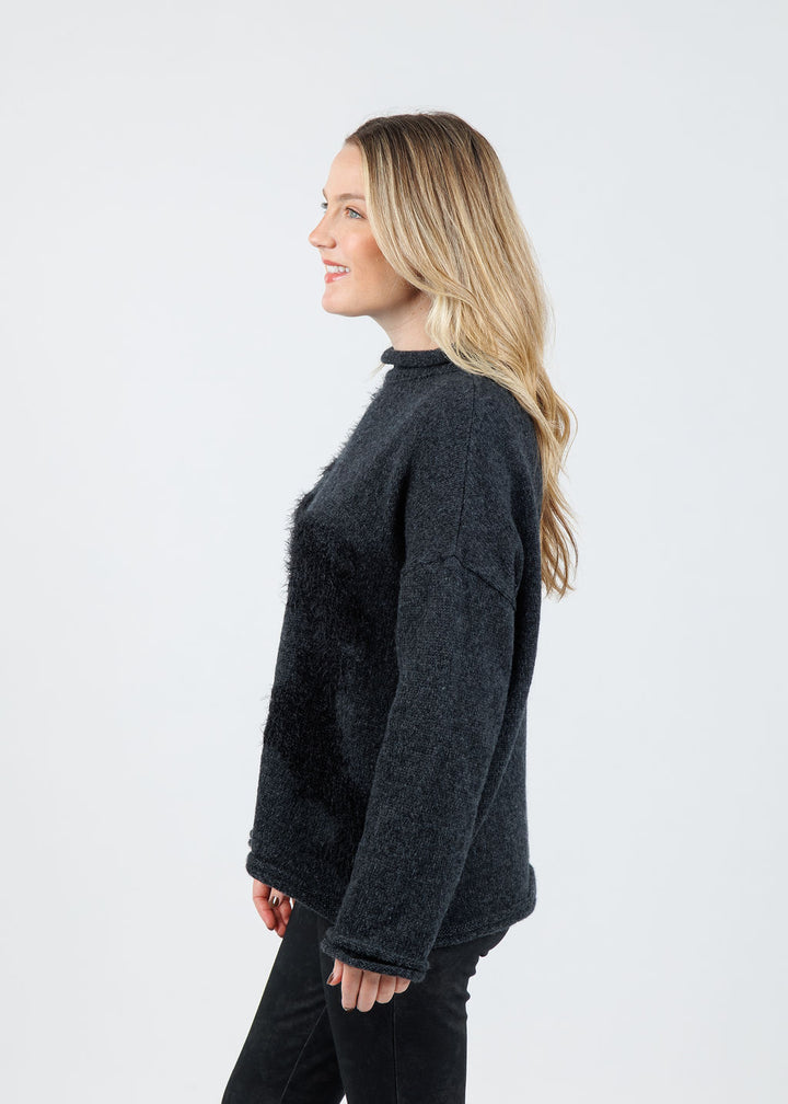 Ozai N Ku Lumila Oversized Sweater in Dark Grey available at Barbara Katz