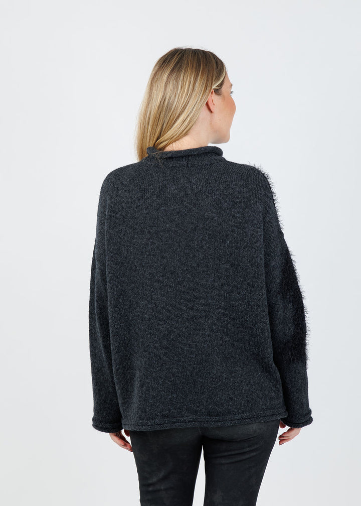 Ozai N Ku Lumila Oversized Sweater in Dark Grey available at Barbara Katz