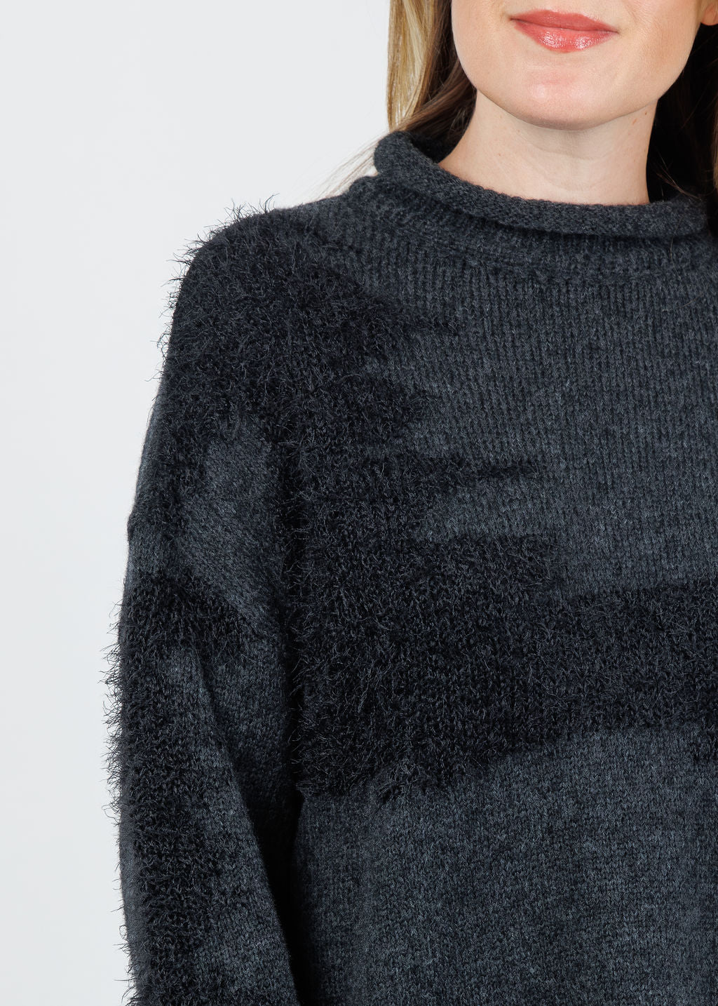 Ozai N Ku Lumila Oversized Sweater in Dark Grey available at Barbara Katz