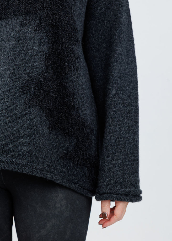 Ozai N Ku Lumila Oversized Sweater in Dark Grey available at Barbara Katz