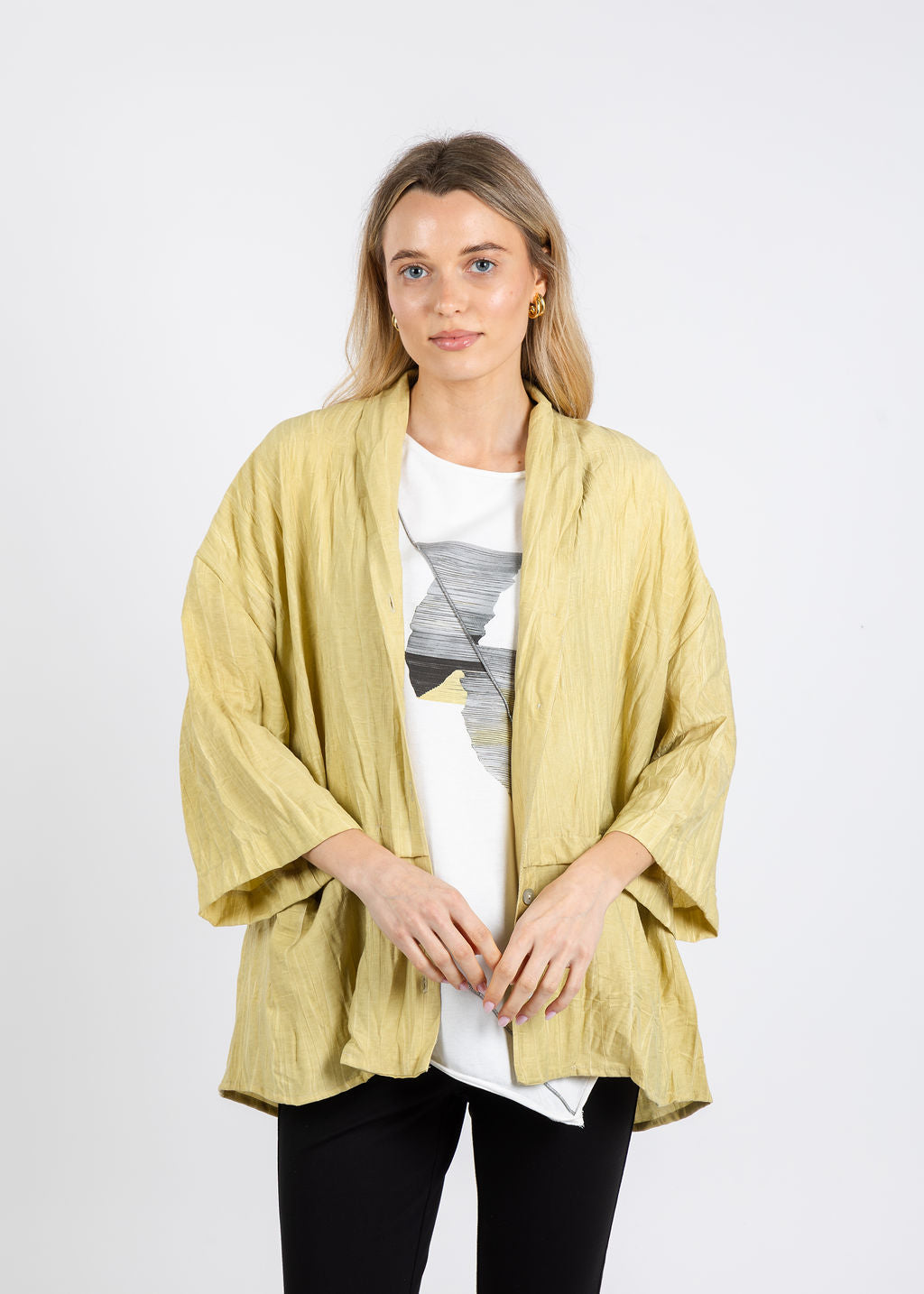 Ozai N Ku Marcy Pocket Jacket in Yellow available at Barbara Katz