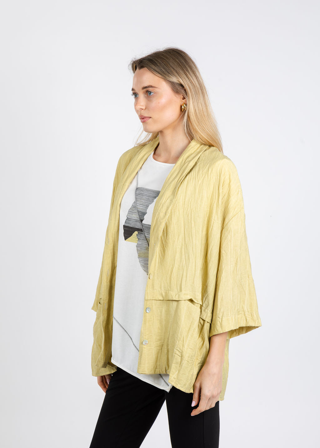 Ozai N Ku Marcy Pocket Jacket in Yellow available at Barbara Katz
