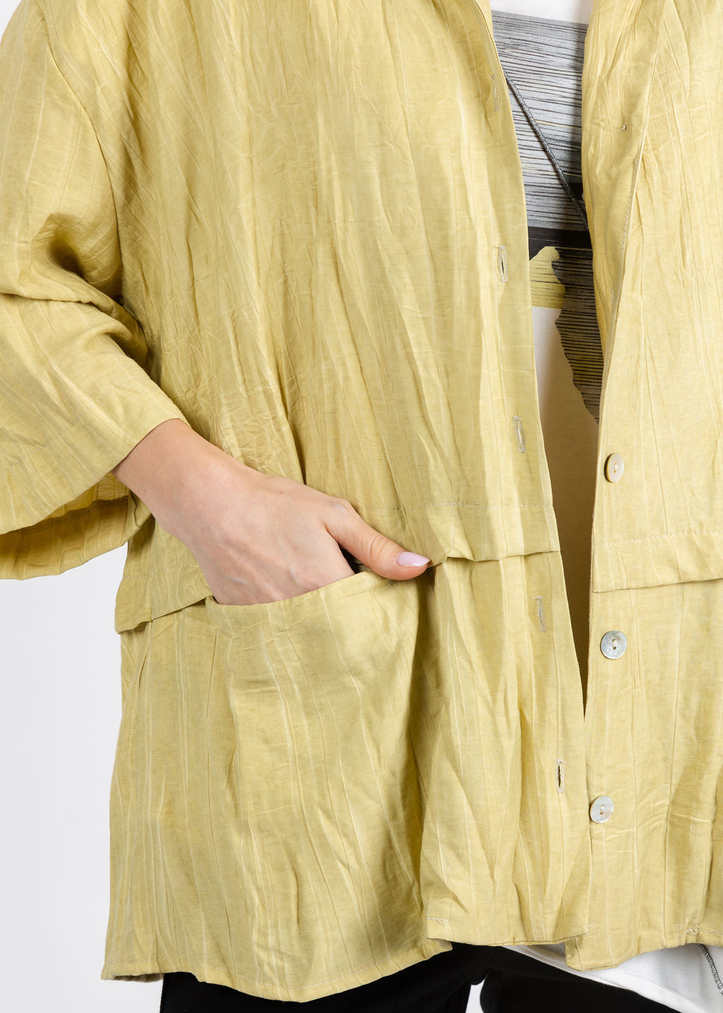 Ozai N Ku Marcy Pocket Jacket in Yellow available at Barbara Katz