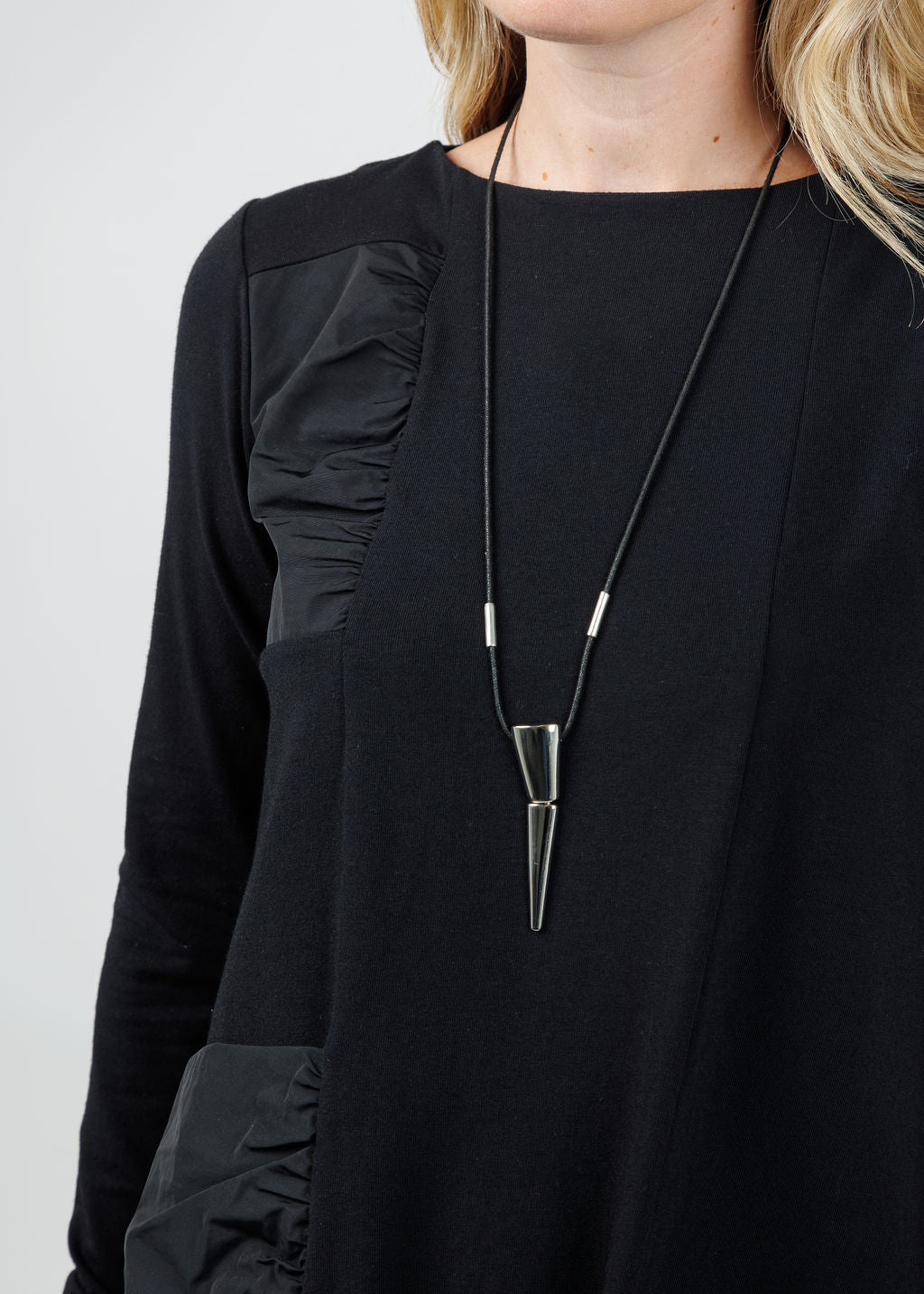 Ozai N Ku Merle Tunic Ruched Top in Black available at Barbara Katz