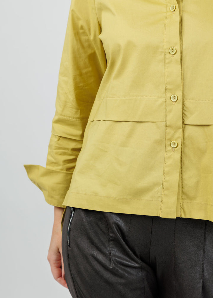 Ozai N Ku Nadia Button-Down High/Low Shirt in Lemon available at Barbara Katz
