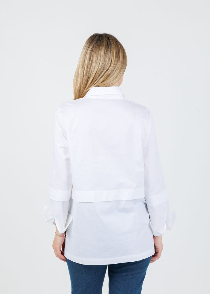Ozai N Ku Nadia Button-Down High/Low Shirt in White available at Barbara Katz