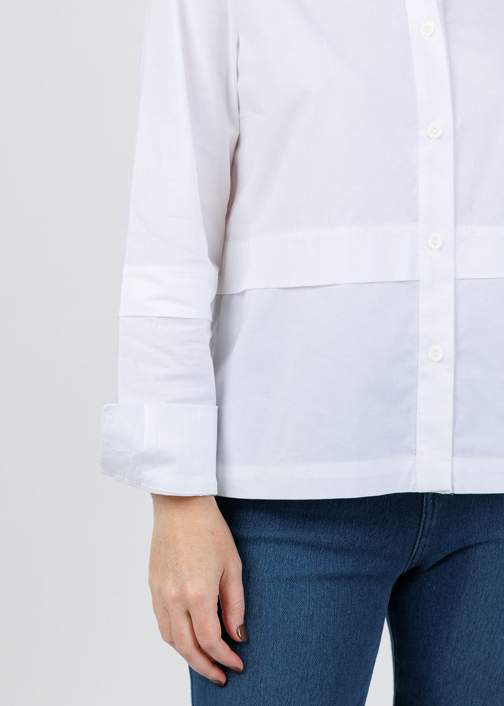 Ozai N Ku Nadia Button-Down High/Low Shirt in White available at Barbara Katz