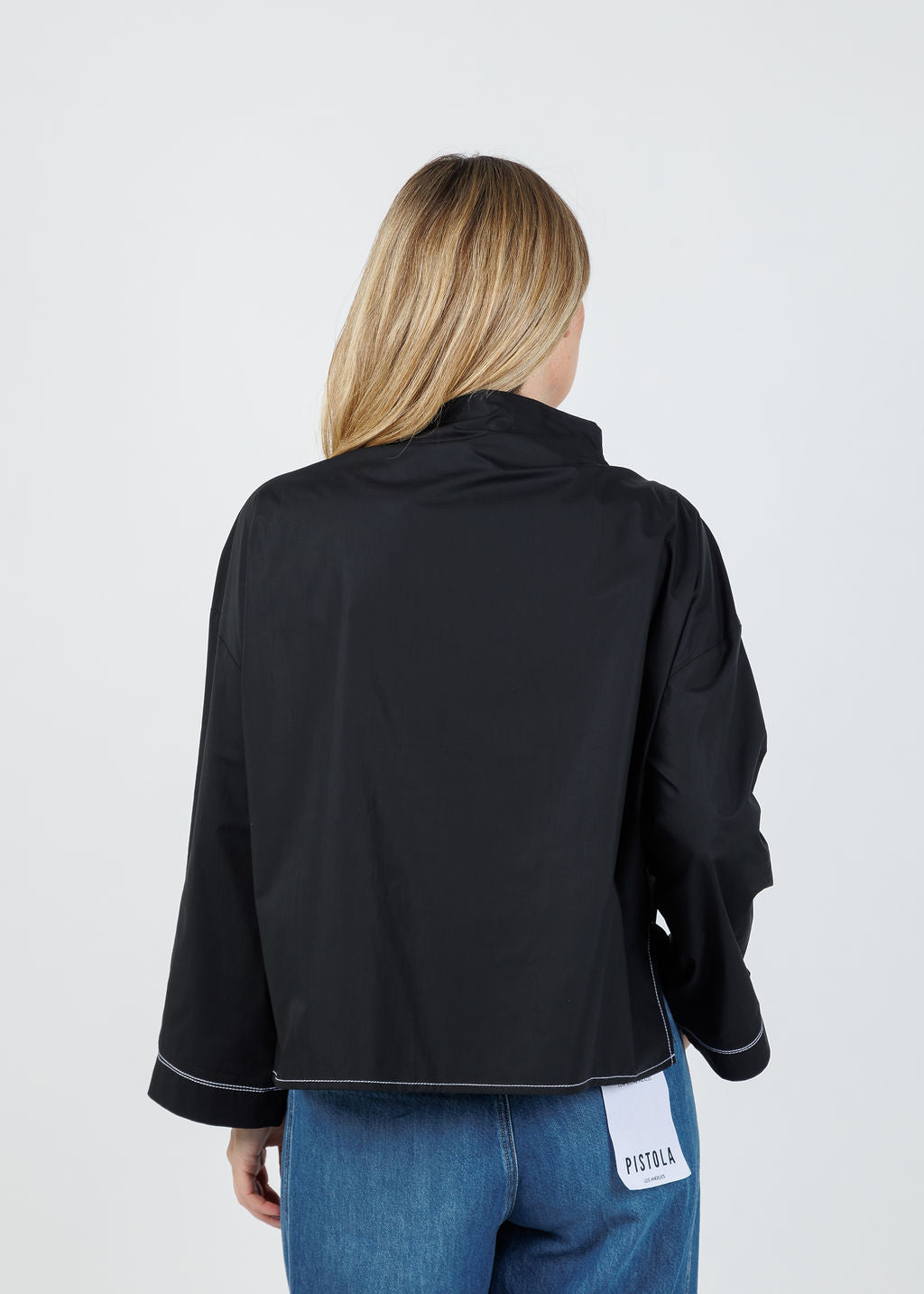 Ozai N Ku Norma Contrast Stitch Pocket Jacket in Black/White available at Barbara Katz