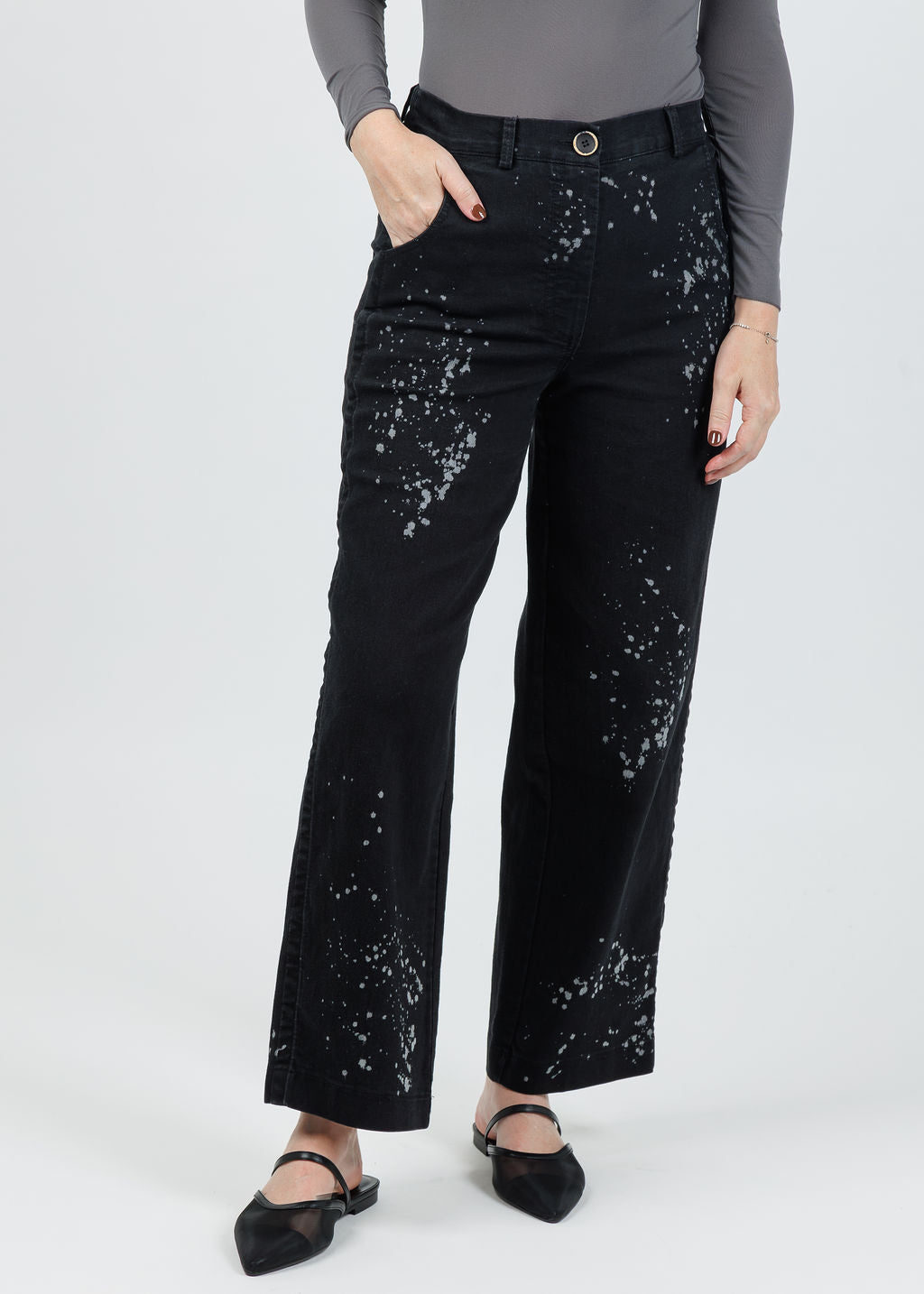 Ozai N Ku Nubia Splash Denim in Black/White available at Barbara Katz