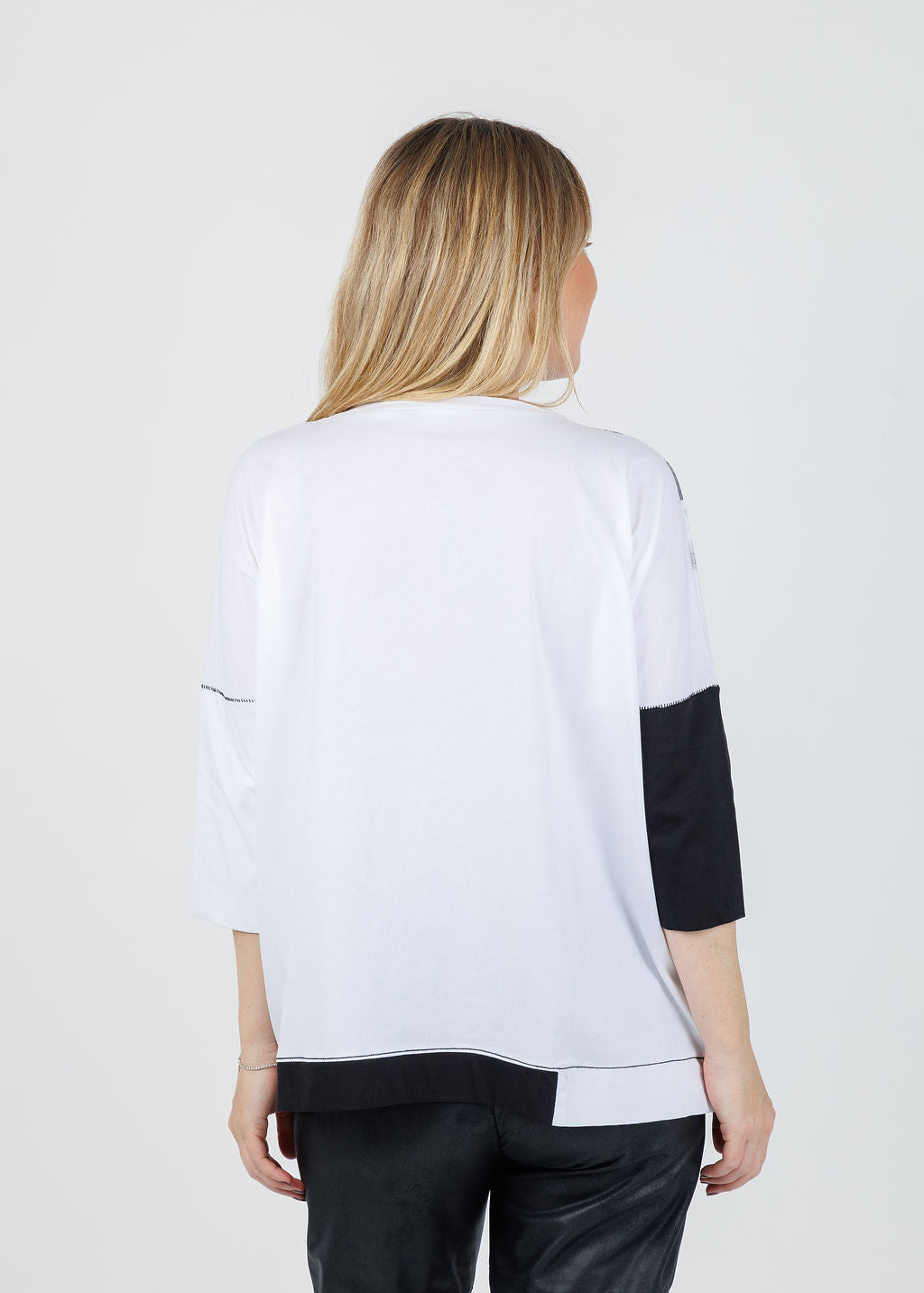 Ozai N Ku Sari Abstract Crew Neck Top in White available at Barbara Katz