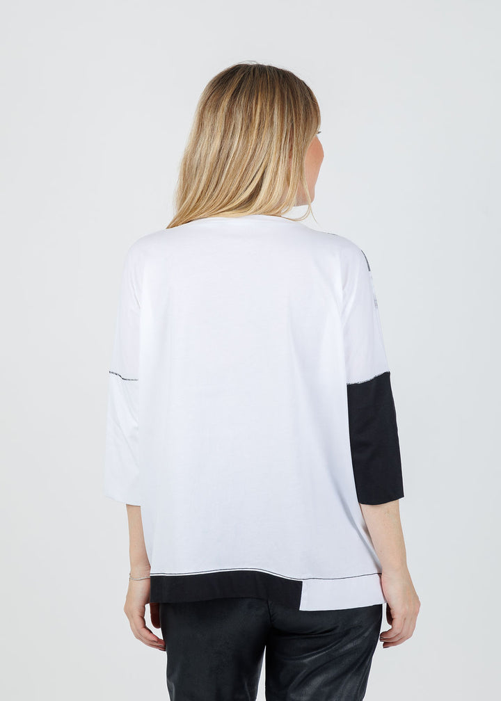 Ozai N Ku Sari Abstract Crew Neck Top in White available at Barbara Katz