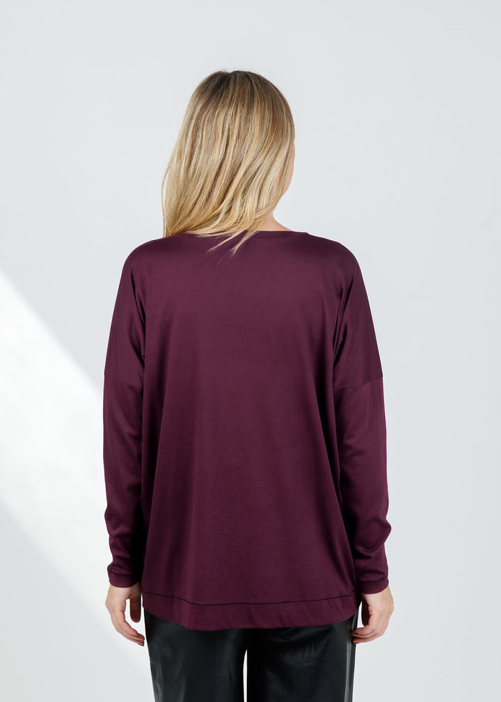 Ozai N Ku Tunic Abstract Swing Top in Burgundy available at Barbara Katz
