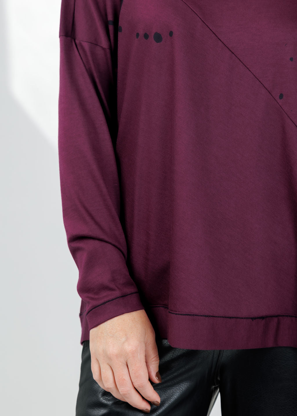 Ozai N Ku Tunic Abstract Swing Top in Burgundy available at Barbara Katz