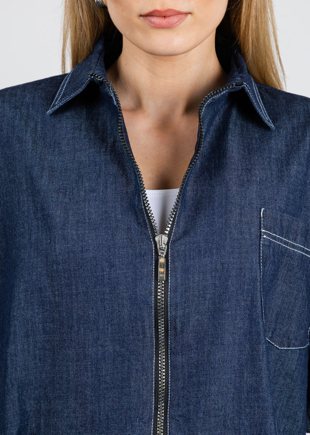 Ozai N Ku Zip Up Denim Jacket available at Barbara Katz