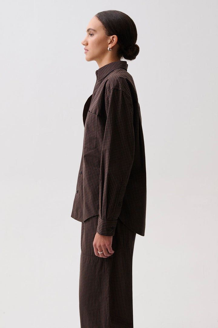 Pistola Mila Button Down Wrap Top in Hot Toddy available at Barbara Katz