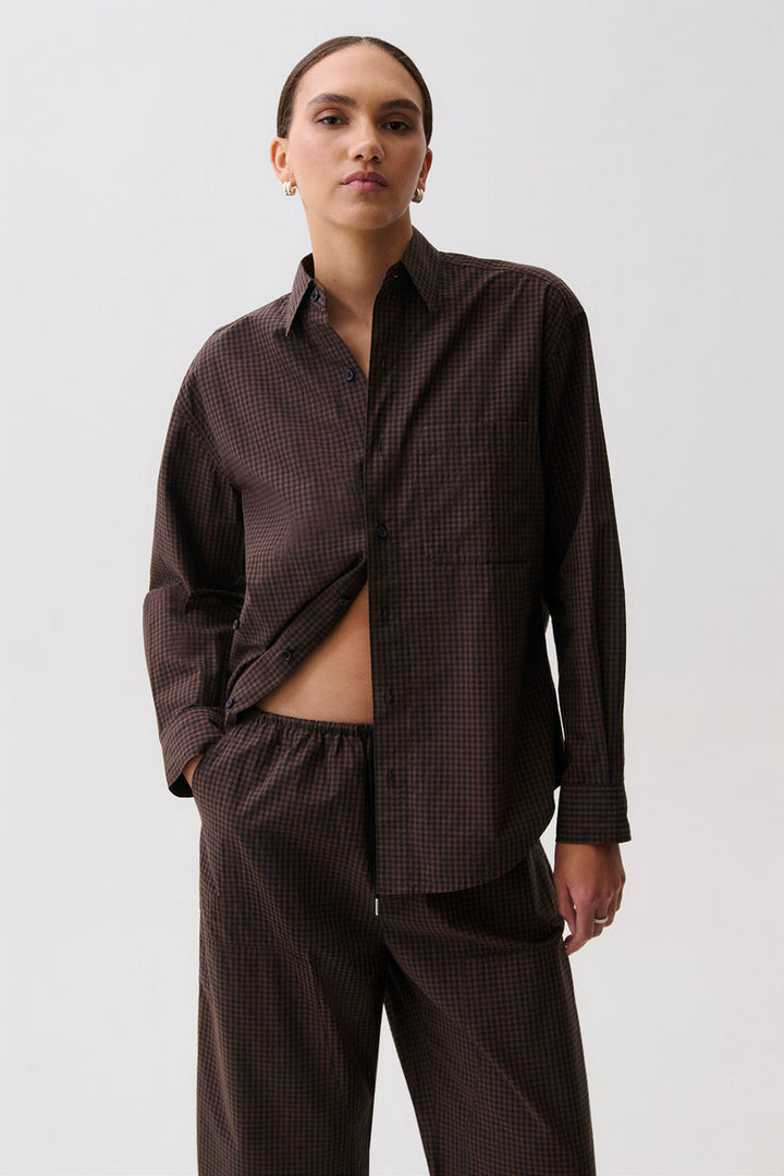 Pistola Mila Button Down Wrap Top in Hot Toddy available at Barbara Katz