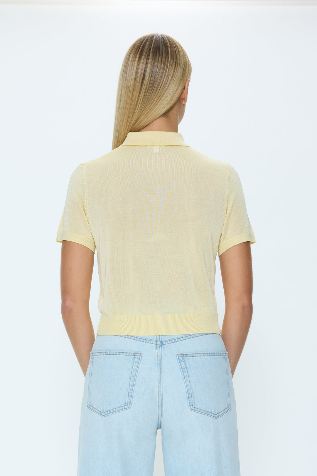 Pistola Lucca Short Sleeve Polo in Pale Yellow available at Barbara Katz