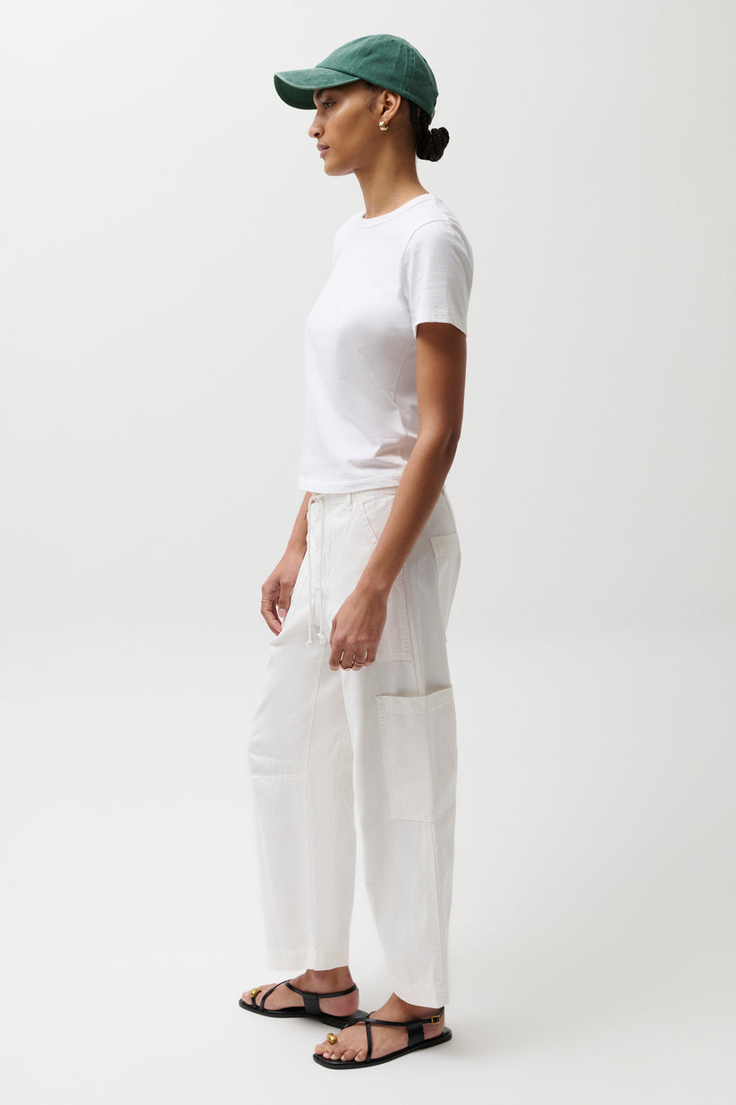Pistola Sabrina Curved Utility Pants in White available at Barbara Katz