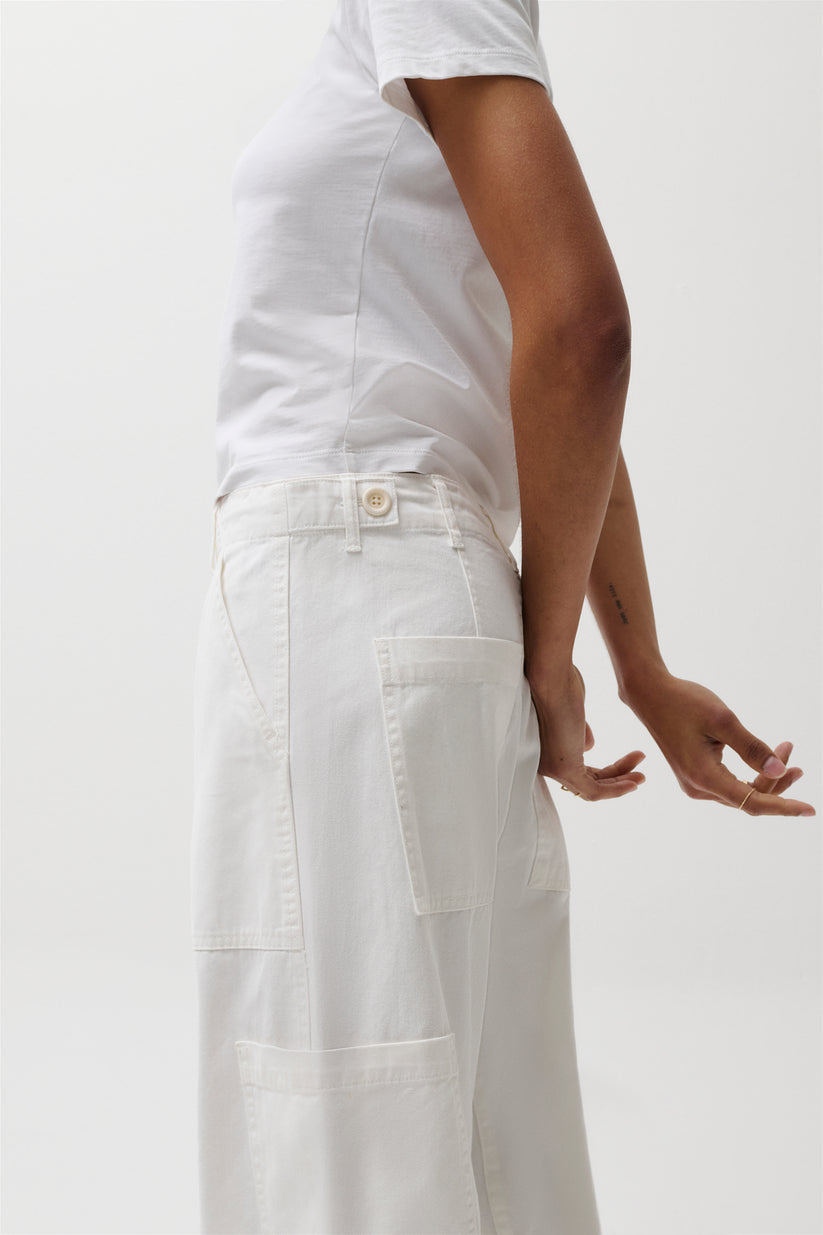 Pistola Sabrina Curved Utility Pants in White available at Barbara Katz