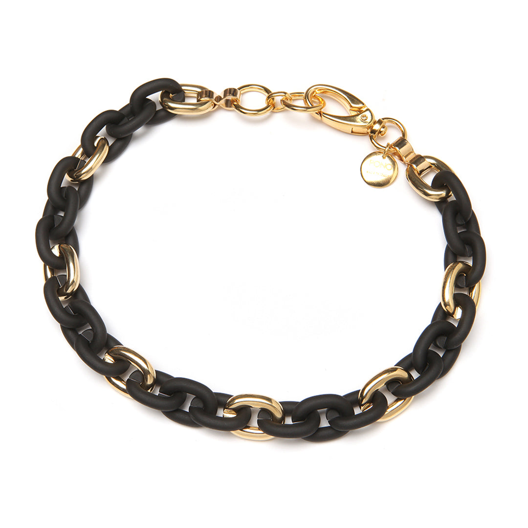 PONO Barile Mini Bike Chain Necklace in Matte Black available at Barbara Katz