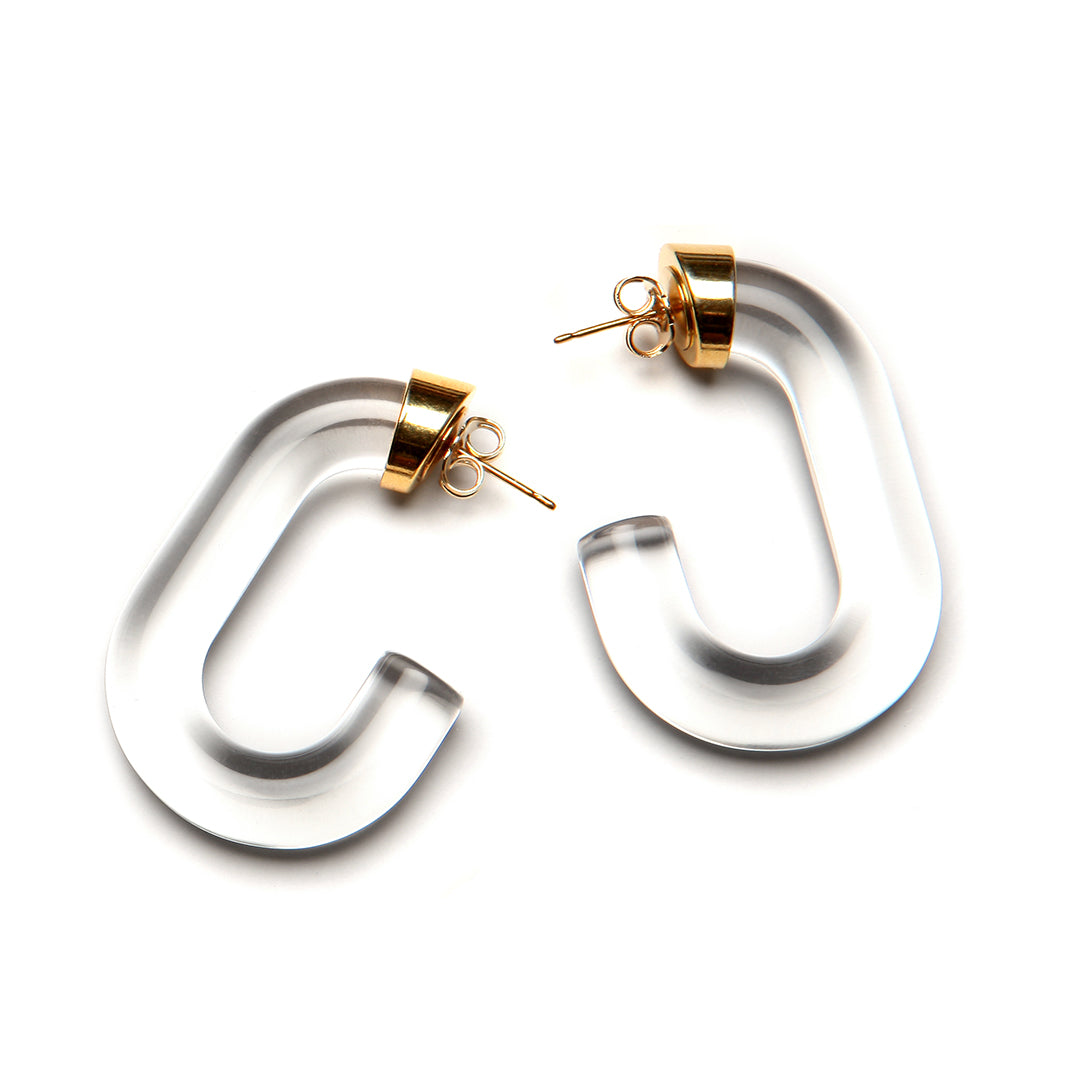 PONO Sara Earrings in Clear/Gold available at Barbara Katz