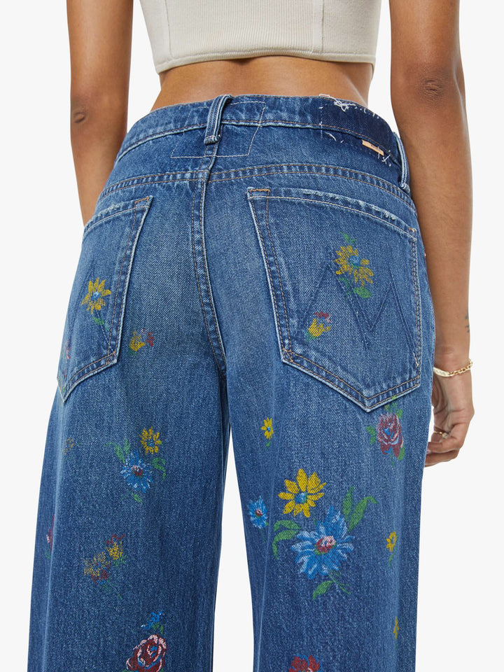 Mother Lil Rerun Zip Sneak Jeans in Field of Flowers available at Barbara Katz