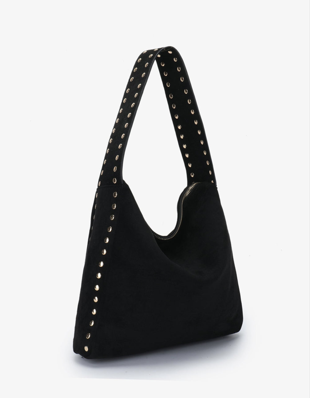 Remi/Reid Pascal Faux Suede Studded Shoulder Bag in Black available at Barbara Katz