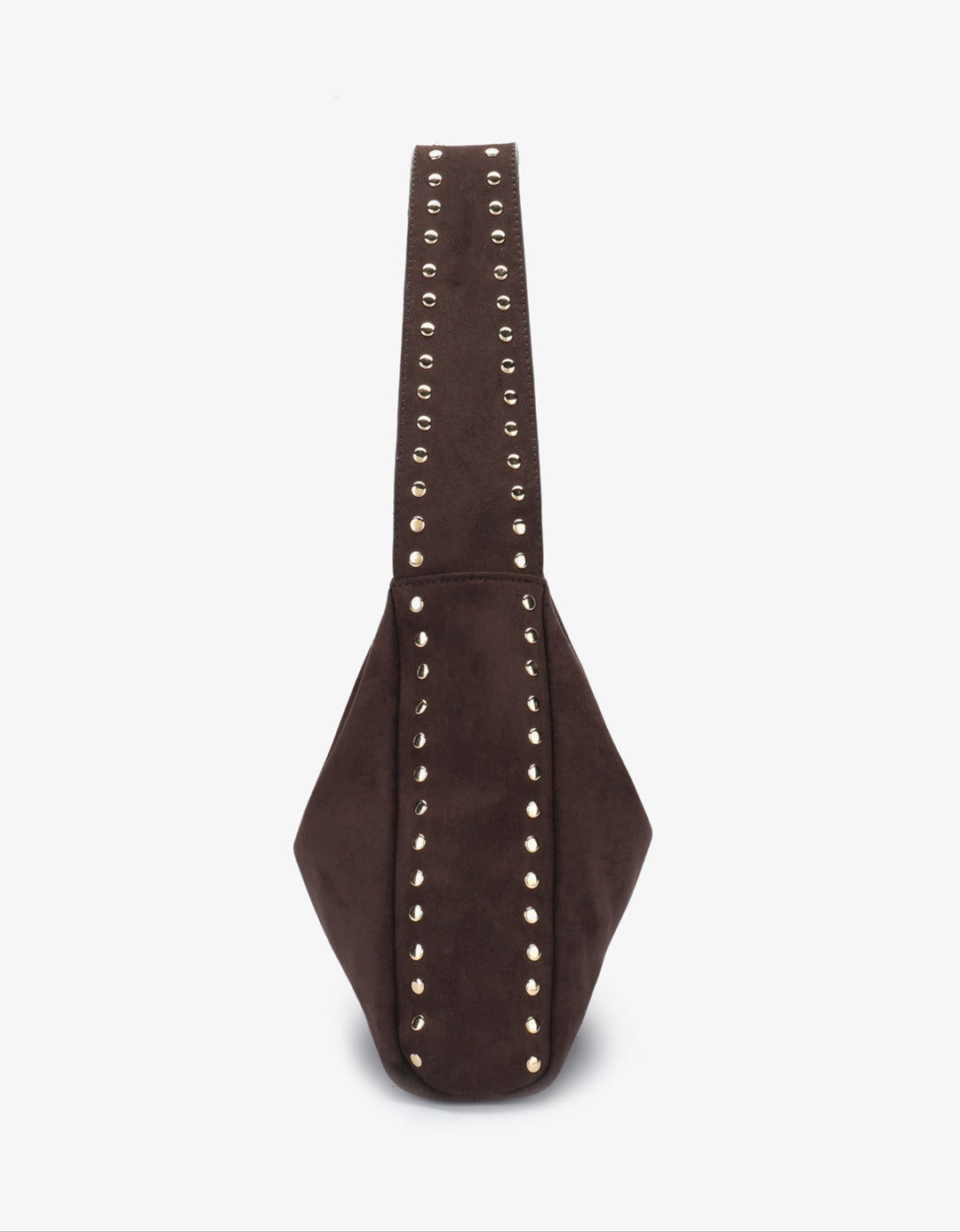 Remi/Reid Pascal Faux Suede Studded Shoulder Bag in Espresso available at Barbara Katz