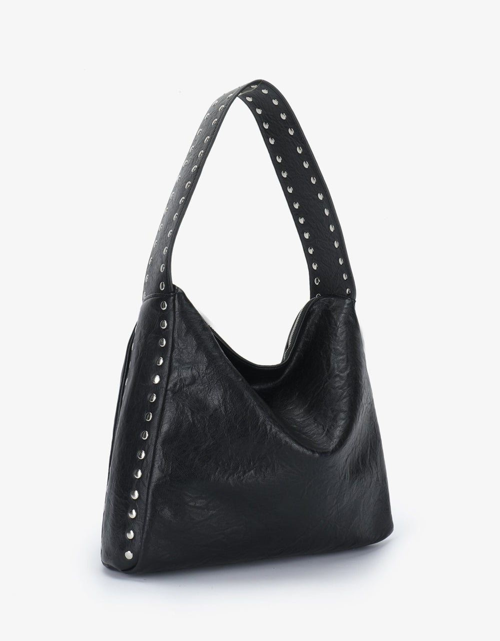 Remi/Reid Pascal Vegan Leather Studded Shoulder Bag in Black/Silver available at Barbara Katz