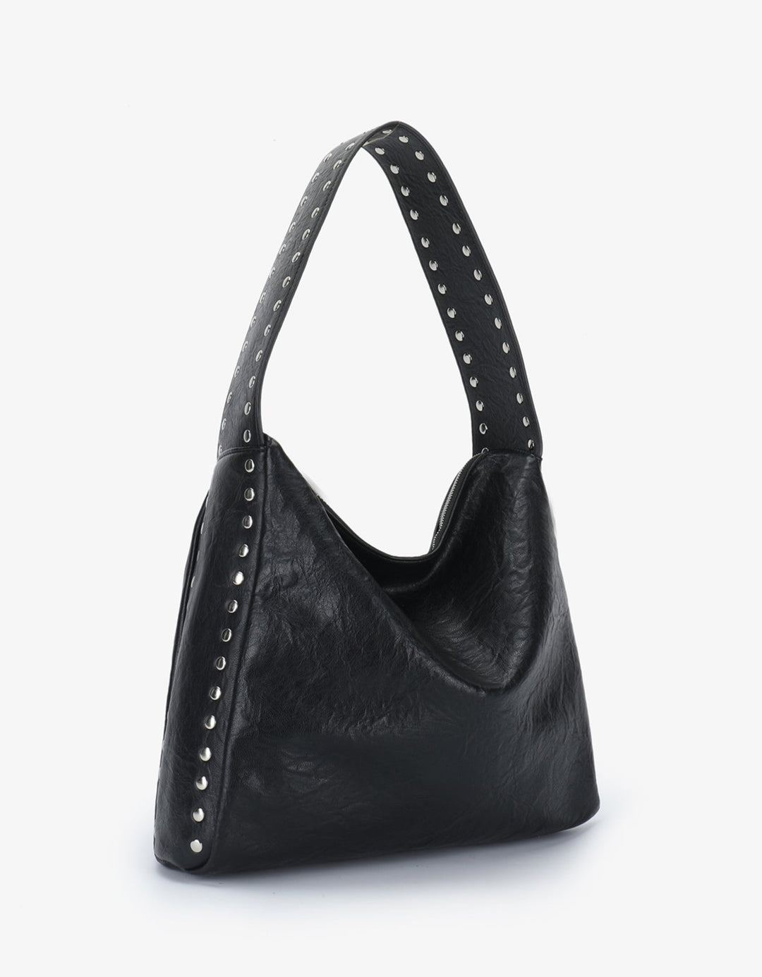 Remi/Reid Pascal Vegan Leather Studded Shoulder Bag in Black/Silver available at Barbara Katz